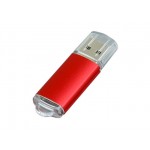 USB 2.0- флешка на 16 Гб с прозрачным колпачком красный