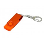 USB 2.0- флешка промо на 16 Гб с поворотным механизмом и однотонным металлическим клипом оранжевый