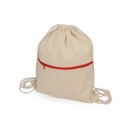 Рюкзак-мешок хлопковый «Lark» с цветной молнией красный