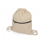 Рюкзак-мешок хлопковый «Lark» с цветной молнией натуральный/черный