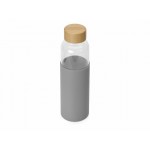 Стеклянная бутылка для воды в силиконовом чехле «Refine» серый
