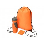 Подарочный набор для спорта «Flash» бутылка- оранжевый/серый
