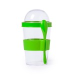 Контейнер для еды YOPLAT с ложкой, белый, 420 мл, 16,3х9см, пластик Зеленый