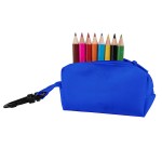 Набор цветных карандашей (8шт) с точилкой MIGAL в чехле, белый, 4,5х10х4 см, дерево, полиэстер Синий