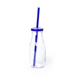 Бутылка ABALON с трубочкой, 320 мл, стекло, прозрачный, белый Синий