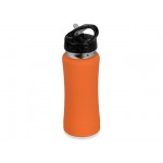 Бутылка спортивная из стали «Коста-Рика», 600 мл оранжевый/черный/серебристый