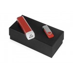 Подарочный набор Flashbank с флешкой и зарядным устройством красный/серебристый