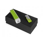 Подарочный набор Flashbank с флешкой и зарядным устройством зеленый/белый/серебристый