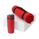 Подарочный набор Cozy с пледом и термокружкой красный/темно-серый/черный