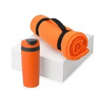 Подарочный набор Cozy с пледом и термокружкой оранжевый/темно-серый/черный
