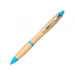 Ручка шариковая «Nash» из бамбука натуральный/голубой