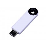 USB 2.0- флешка промо на 16 Гб прямоугольной формы, выдвижной механизм белый/черный