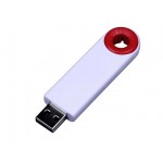 USB 2.0- флешка промо на 16 Гб прямоугольной формы, выдвижной механизм белый/красный