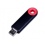 USB 2.0- флешка промо на 16 Гб прямоугольной формы, выдвижной механизм черный/красный