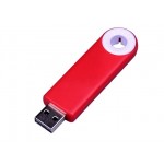 USB 2.0- флешка промо на 16 Гб прямоугольной формы, выдвижной механизм красный/белый