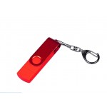 USB 2.0/micro USB/Type-С- флешка на 64 Гб 3-в-1 с поворотным механизмом красный
