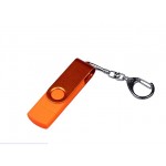 USB 2.0/micro USB/Type-С- флешка на 64 Гб 3-в-1 с поворотным механизмом оранжевый