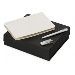 Подарочный набор «Notepeno» с блокнотом А5, флешкой и ручкой флешка- белый/серебристый