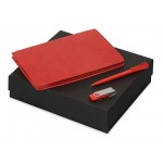 Подарочный набор «Notepeno» с блокнотом А5, флешкой и ручкой флешка- красный/серебристый