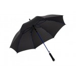 Зонт-трость «Colorline» с цветными спицами и куполом из переработанного пластика черный/синий