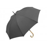 Зонт-трость «Okobrella» с деревянной ручкой и куполом из переработанного пластика серый