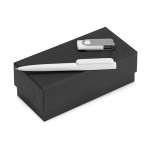 Подарочный набор Qumbo с ручкой и флешкой белый/серебристый
