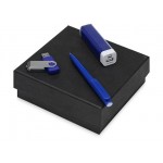 Подарочный набор On-the-go с флешкой, ручкой и зарядным устройством синий