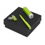 Подарочный набор On-the-go с флешкой, ручкой и зарядным устройством зеленое яблоко