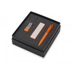 Подарочный набор Space Pro с флешкой, ручкой и зарядным устройством оранжевый