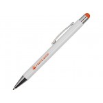 Ручка металлическая шариковая «Flowery» со стилусом белый/оранжевый
