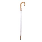 Зонт-трость с деревянной ручкой, полуавтомат, белый, D=103 см, L=90см, нейлон