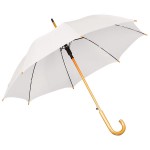 Зонт-трость с деревянной ручкой, полуавтомат, белый, D=103 см, L=90см, 100% полиэстер