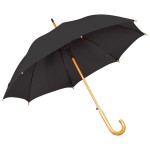 Зонт-трость с деревянной ручкой, полуавтомат, белый, D=103 см, L=90см, 100% полиэстер Черный