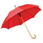 Зонт-трость с деревянной ручкой, полуавтомат, белый, D=103 см, L=90см, 100% полиэстер Красный