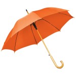 Зонт-трость с деревянной ручкой, полуавтомат, белый, D=103 см, L=90см, 100% полиэстер Оранжевый