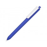Ручка пластиковая шариковая Pigra  P03 «софт-тач» синий/белый