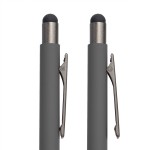 Ручка шариковая FACTOR GRIP со стилусом, красный/темно-серый, металл, пластик, пробка, софт-покрытие Серый