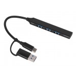 USB-хаб «Link» с коннектором 2-в-1 USB-C и USB-A, 2.0/3.0 черный