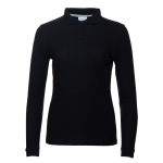 Рубашка поло женская STAN длинный рукав хлопок/полиэстер 185, 04SW, Чёрный (20) (48/L)