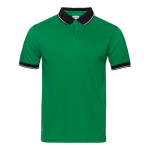 Рубашка поло  мужская STAN с контрастными деталями хлопок/полиэстер 185, 04С, Зелёный/Чёрный (30/20) (44/XS)