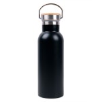 Бутылка для воды DISTILLER, 500мл. белый, нержавеющая сталь, бамбук Черный