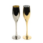 Набор бокалов для шампанского MOON&SUN (2шт), золотой и серебяный, 26,5х25,3х9,5см, стекло серебристый