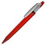 OTTO FROST SAT, ручка шариковая, фростированный белый/серебристый клип, пластик Красный