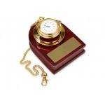 Часы «Магистр» с цепочкой на деревянной подставке золотистый/красное дерево