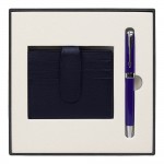 Набор подарочный Solution Superior Duo (ручка Universal, металл, синий/серебро, футляр для кредитных карт Leather Road)