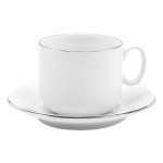 Чайная пара фарфоровая 220см³ экспресс Платиновый в коробке