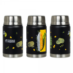 Термос для еды Tonsberg Print Sample Полевая академия, 620 мл, металлический, черный, матовый