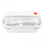 Герметичный контейнер для еды (ланч бокс) BON VOYAGE, пластиковый, белый с оранжевым элементом , 1100 мл.