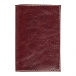 Обложка для паспорта Leather Sky Matt из натуральной кожи, бордовая с белой прострочкой