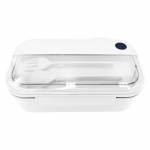 Герметичный контейнер для еды (ланч бокс) BON VOYAGE, пластиковый, белый с темно-синим элементом, 1100 мл.